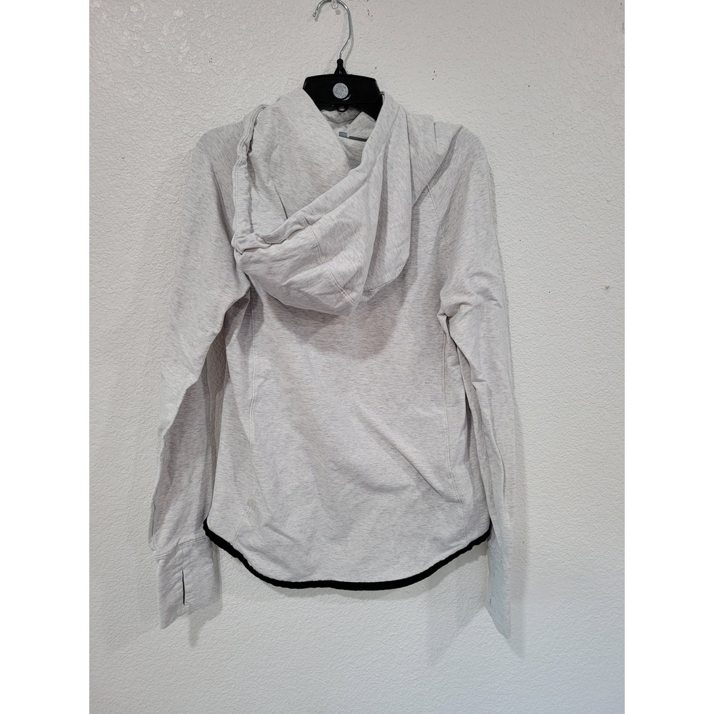 Athleta Light Gray Heathered Cowl Neck Thumbhole Hoodie Sweatshirt Size S #21 - Picture 3 of 7